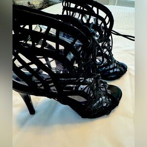 Joie Black Cage Heels